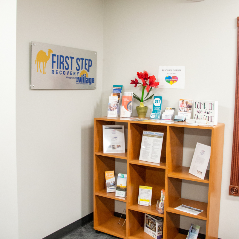 First Step sign in corner with resources